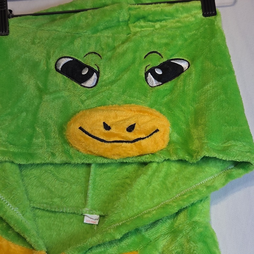 Turtle Costume Adult Medium Plush Full Zip Hooded Shell Back Zip Green Cosplay